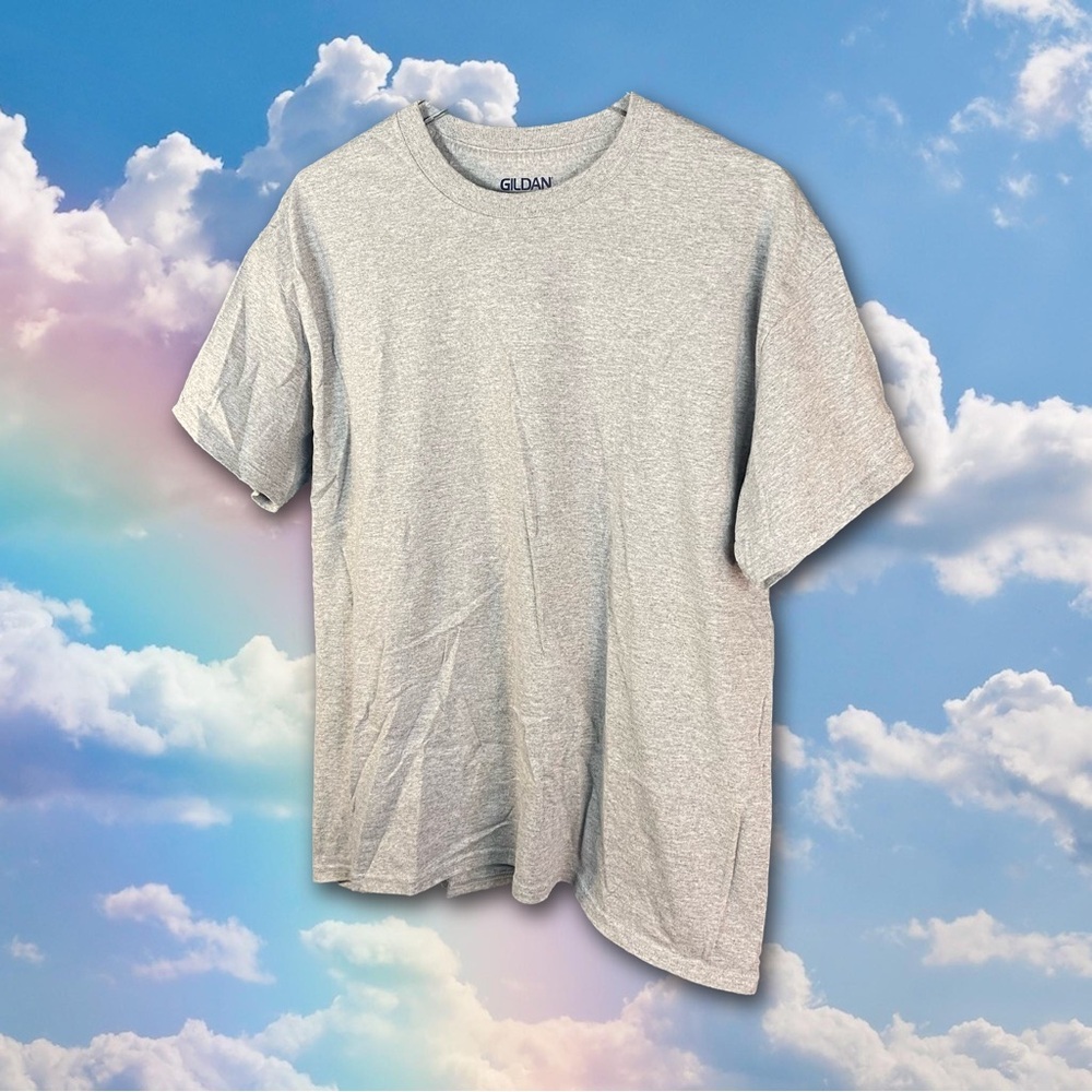 GREY SHORT SLEEVE GILDAN SUN FADED BLANK T SHIRT - SZ L